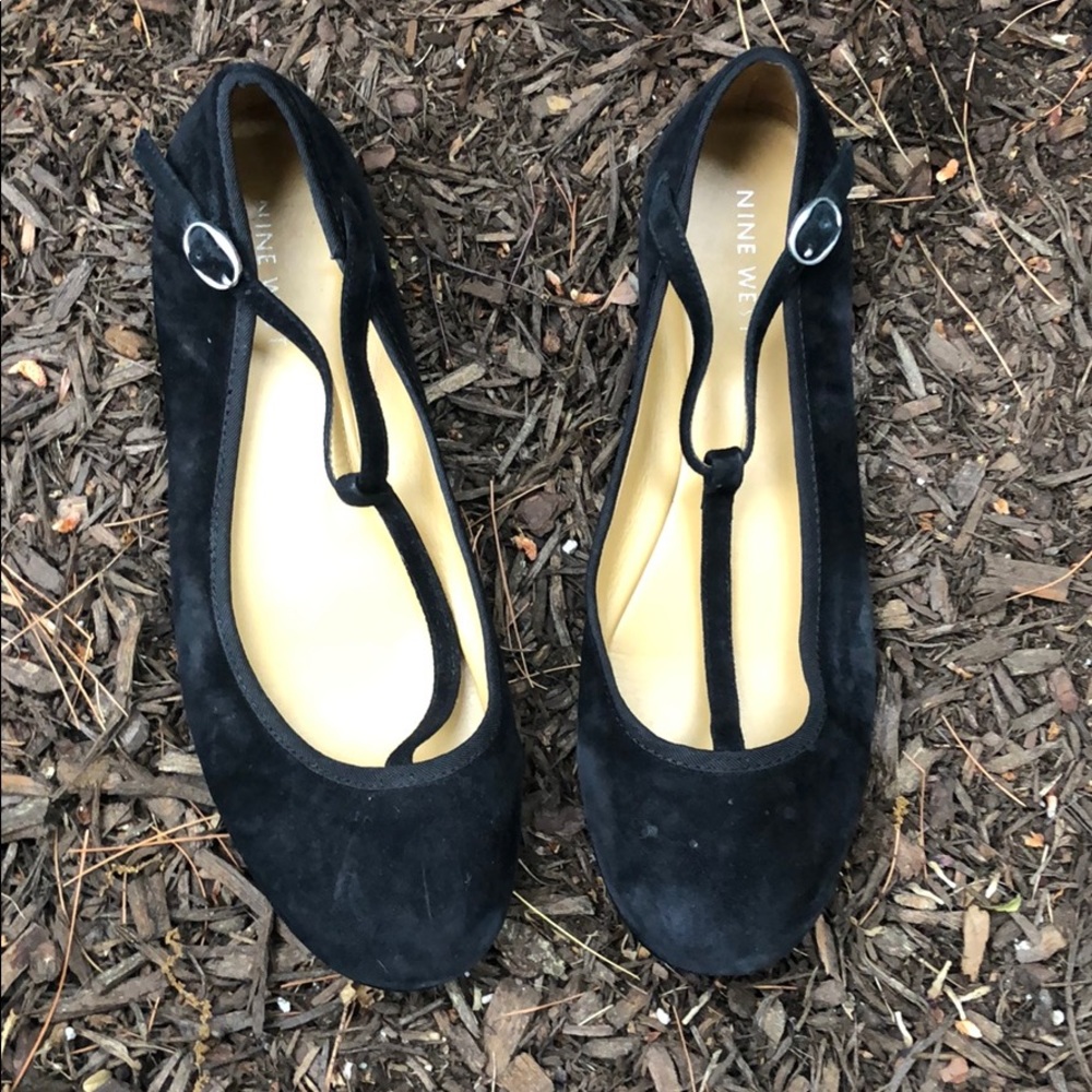 Nine West - suede round toe ballet flat with strap